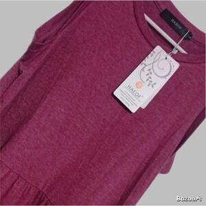 Haeof Womens Burgundy Tiered Ruffle Tank Dress S NWT Flowy Soft